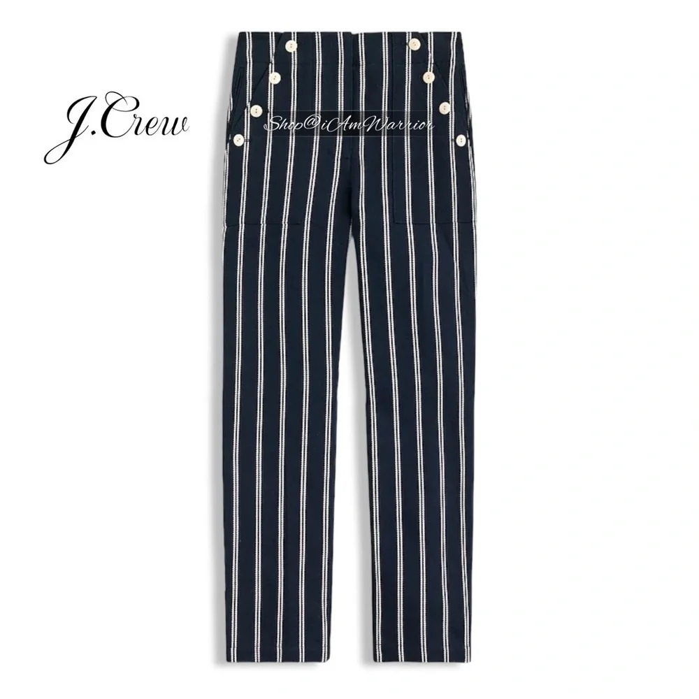 J.Crew NWT navy sailor pants in pinstripe *shop@iamwarrior